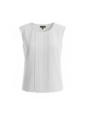 The Limited White Pleated Front Sleeveless Top